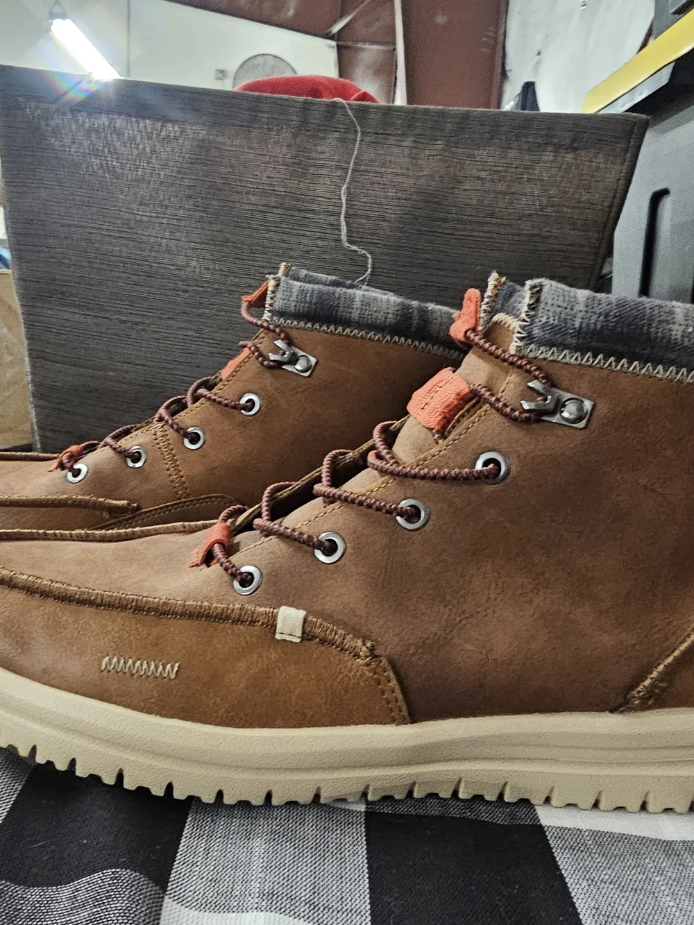 HEYDUDE Men's Bradley Classic Boots - Cognac Brown - Size 12